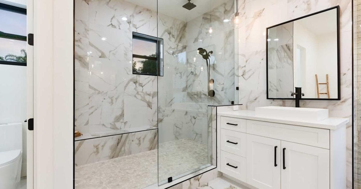 Walk-in shower with custom tile installation in a Sacramento home